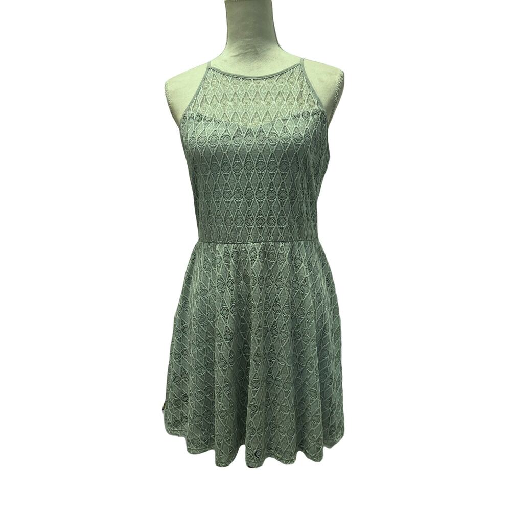 NWT Lily Rose Halter Embroidered Lace Fit & Flare Cocktail Dress Sage Size L